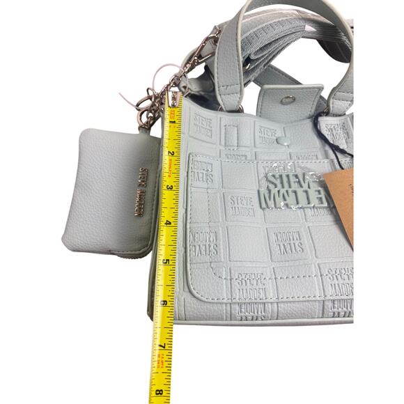 Steve Madden Blivona Small Tote Bag Mint Green Embossed Logo Satchel NWT $68 - Picture 7 of 9